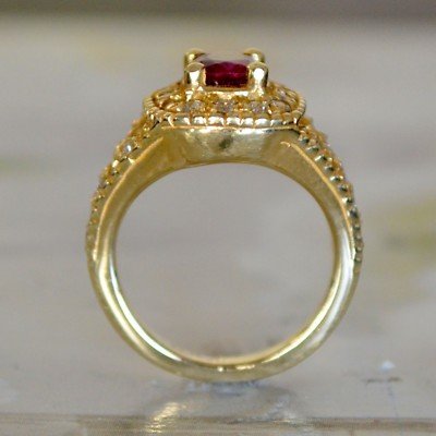 Ruby Ring With Diamonds Set In Yellow Gold - Image 2