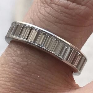 Baugette Diamond Eternity Wedding / Engagement Ring - 3.15 CTW Set in Platinum