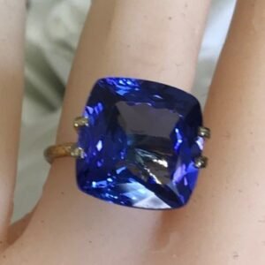 11.00 Carat Tanzanite Cushion Violet Intense Color