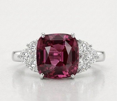 10 Ct Tw Huge Cushion Natural Pink Spinel & Diamond, Custom Ring - SEE HD VIDEO