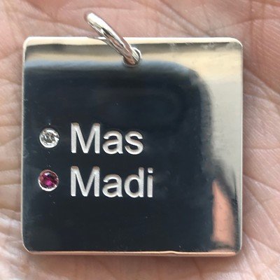 Custom Name Dog Tags With Birthday and Birthstones- 14 K White Gold - Image 2