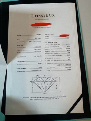 Tiffany & Co. 1.02ct F VVS2 Diamond Ring 2019 W/ Box & Papers Size 5.25 - Image 6