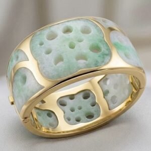 TIFFANY & CO. 1970s Angela Cummings Lotus Root Bangle In 18Kt Jade
