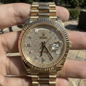 2023 Rolex Day-Date 228238 18K YG President Diamond Pave Dial 40mm Box Papers