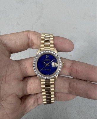 Rolex President Datejust Ladies 6917 Factory Lapis Lazuli Dial 18K Yellow Gold - Image 3