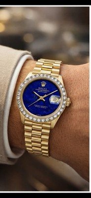 Rolex President Datejust Ladies 6917 Factory Lapis Lazuli Dial 18K Yellow Gold - Image 6