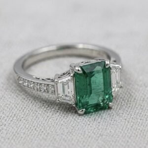 GIA Certified 5.24ct Colombian Muzo Emerald & Diamond 3-Stone Ring Platinum