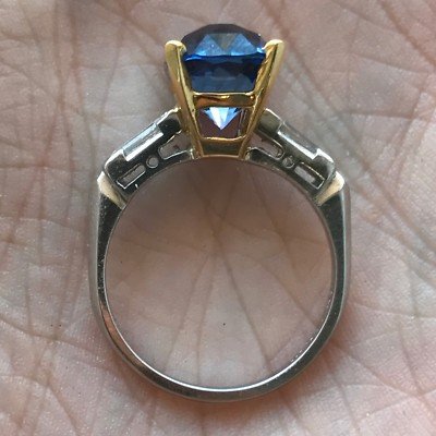 Tanzanite Natural 4.30 Carat Cocktail Ring Vivid Blueish Purple, Block D - Image 3