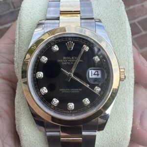 Rolex Datejust 2021 Yellow Gold/Steel Black Diamond Dial Watch 41MM B/P 126303