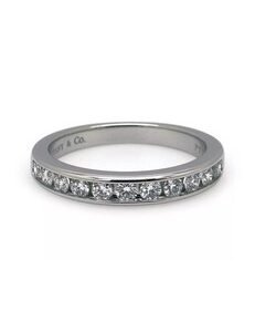 Tiffany & Co Platinum .33ct Diamond Wedding Anniversary 3mm Band Ring Size 7