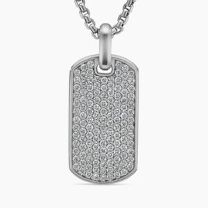 DAVID YURMAN 18k White Gold Diamond Chevron Tag - 35mm ~ 3.25 Carats $9,900 New