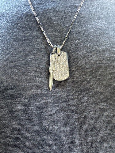 DAVID YURMAN 18k White Gold Diamond Chevron Tag - 35mm ~ 3.25 Carats $9,900 New - Image 4