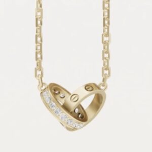 2022 Cartier Love Interlocking Necklace 18K Yellow Gold and Diamonds Box Papers