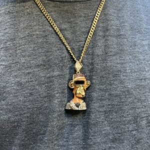 Bored Ape Yacht Club Gold Diamond Pendant & Cuban link Chain NFT