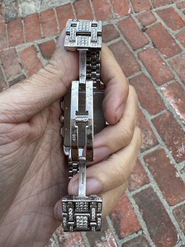 CARTIER Tank Americaine Mens 18K White Gold Chronograph Diamond Watch - Image 4