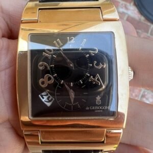 Mens de Grisogono Uno DF N11 Dual Time Date Solid 18K Gold