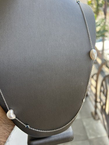 Tiffany & Co Platinum Peretti Diamonds by the Yard Keshi Pearl Necklace 36 Inch! - Image 3