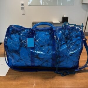 Louis Vuitton Virgil Abloh Blue PVC Monogram Bandouliere Keepall 50