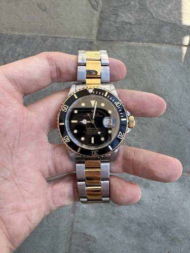 Rolex 1990 Year Mens Submariner Date 18k Watch Black Sub 16613 Stainless & Gold - Image 2