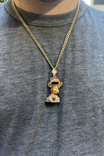 Bored Ape Yacht Club Gold Diamond Pendant & Cuban link Chain NFT