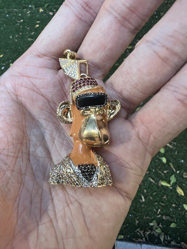 Bored Ape Yacht Club Gold Diamond Pendant & Cuban link Chain NFT - Image 2