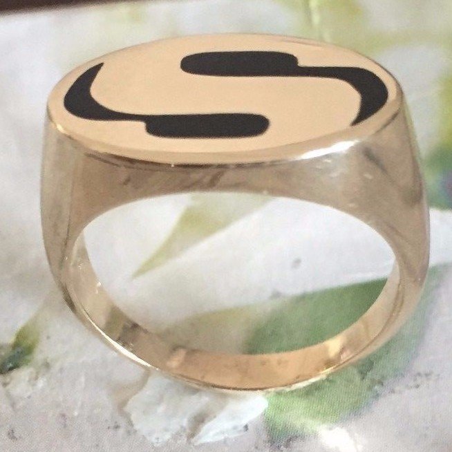 Custom Logo Solid 10K Gold Mens Signet Ring, Choose your ,Initials, Monogram - Image 3