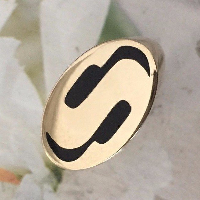Custom Logo Solid 10K Gold Mens Signet Ring, Choose your ,Initials, Monogram - Image 4