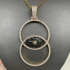 Evil Eye Black and White Diamond Big Pendant