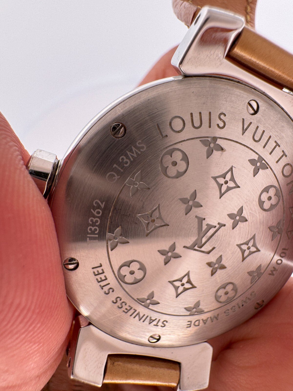 LOUIS VUITTON Tambour Q13MS Diamond Beige Dial Ladies Watch - Image 2