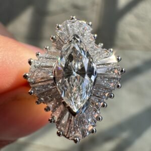 Amazing Ballerina Diamond & Platinum Ring Marquise Center Stone 2.25 Apprx CTW