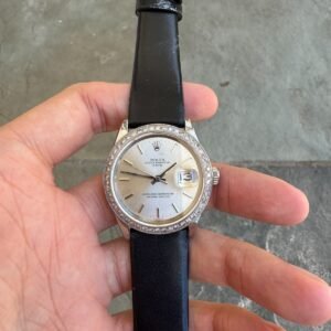 ROLEX OYSTER PERPETUAL DATE Ref 1500 Steel 34mm Diamonds Bezel