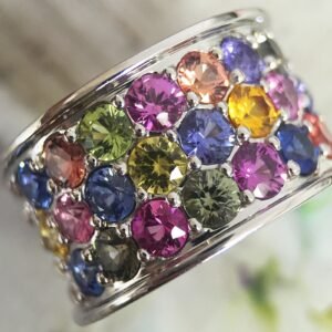 4.76 Carat Multi Vivid Color Sapphire Thick Band Ring - Ben Dannie