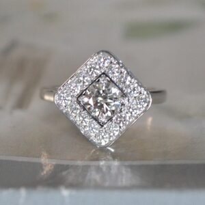 1.5 Carat Approximate Round Diamond with Cushion Halo Ring, Ben Dannie