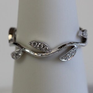 Leaf / Vine Diamond Ring / Band - 18k White Gold Millgrain Retail $3,500.00