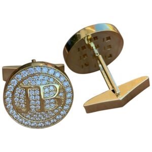 2 Carat Approximate Diamond Cufflinks 14 Karat White Gold, Ben Dannie