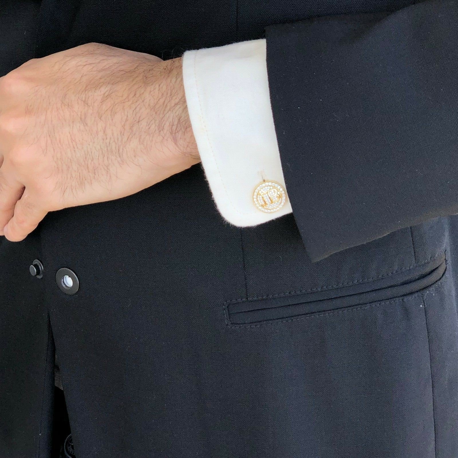 2 Carat Approximate Diamond Cufflinks 14 Karat White Gold, Ben Dannie - Image 6