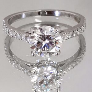 White Gold Diamond Engagement Ring - 1.25 Carat Round G VS2 - 1.50 CTW GIA