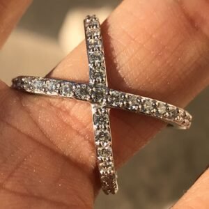 Cross X Diamond Wedding Eternity Band 0.91 Carat, 18 Karat W, Ben-Dannie