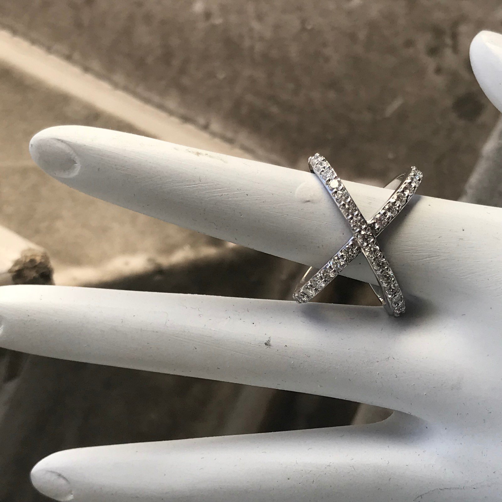 Cross X Diamond Wedding Eternity Band 0.91 Carat, 18 Karat W, Ben-Dannie - Image 4