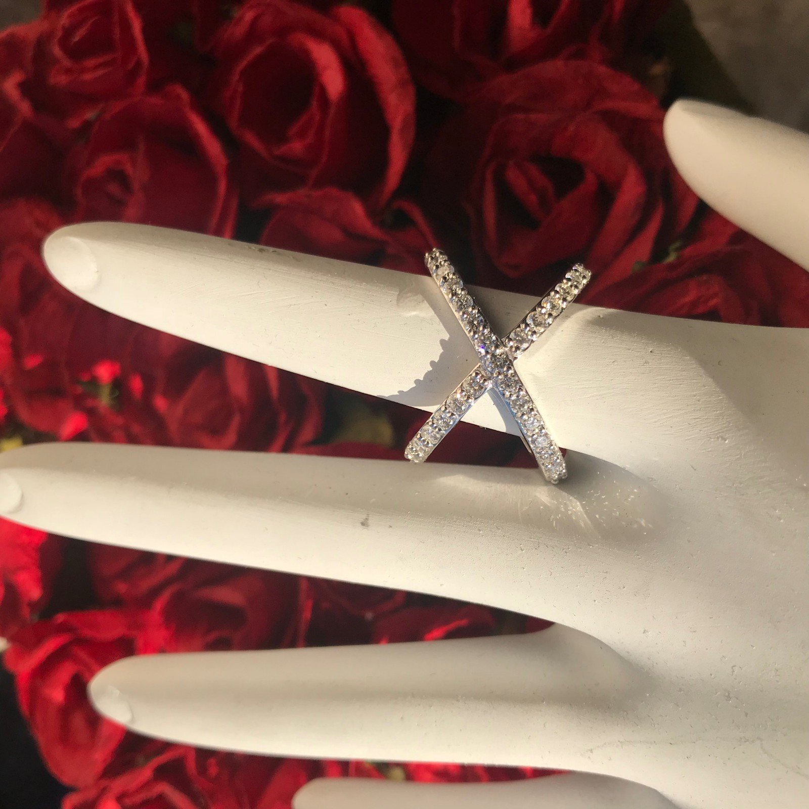 Cross X Diamond Wedding Eternity Band 0.91 Carat, 18 Karat W, Ben-Dannie - Image 5