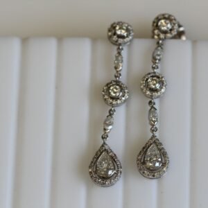 3.44 Carat Multi Shaped Diamond Drop Earrings, Platinum, Ben Dannie