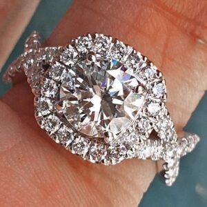 Round Diamond Halo Twist Engagement Ring - 1.3 Center - 2.3 Carat Total