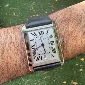 Cartier W5200028 3800 Tank Solo Stainless Steel XL White Dial!