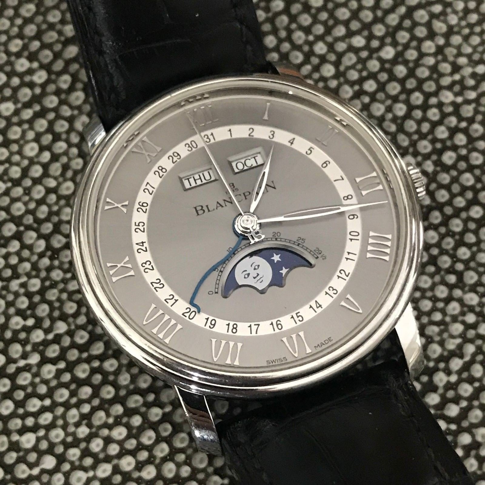 Blancpain Villeret 6654-1113-55B Moon Phase Calendar Stainless Steel 40mm