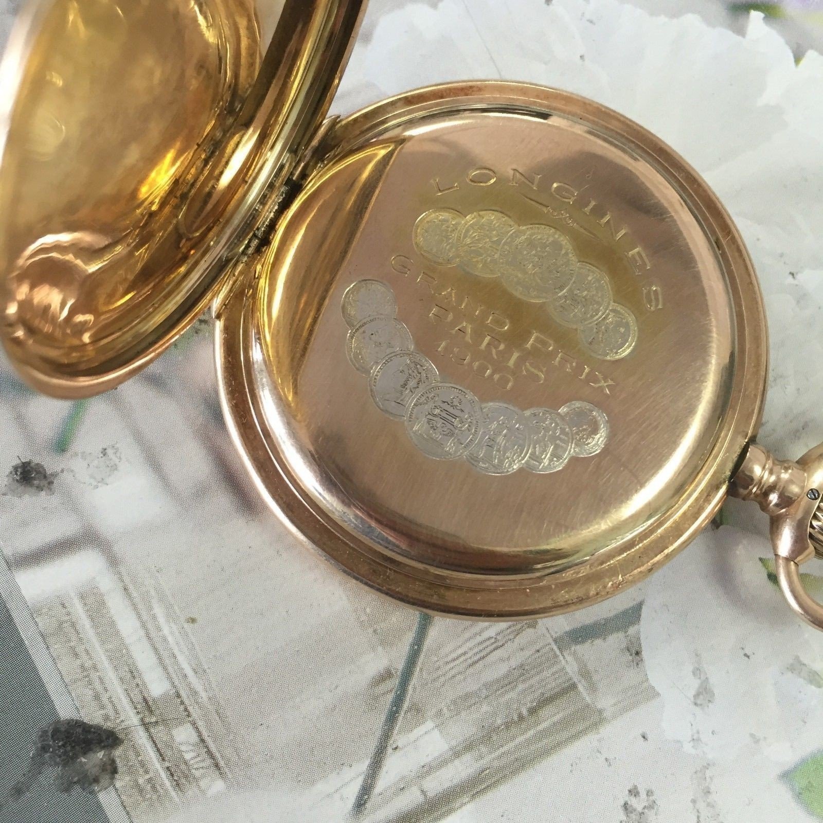 LONGINES ANTIQUE POCKET WATCH 14K Yellow, SOLID GOLD 1910 Grand Prix - 51mm 25S - Image 2