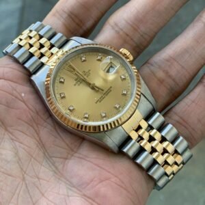 Rolex Datejust 16013 Champagne Diamond Dial 18k Gold and Stainless Mint