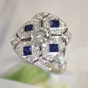 Diamond and Blue Sapphire Cocktail Ring - Ben Dannie