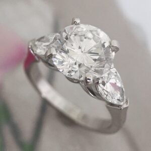 Big Round Diamond / Wedding Engagement Ring - 2.2 Carats 3 Stone Ring