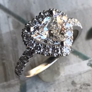 Heart Shape Diamond With Diamond Halo Engagement Ring - 1.7 Carats TW-18k W Gold