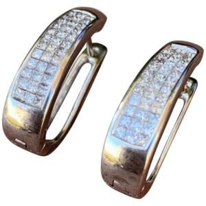 1.25 Carat Approximate Princess Diamond Earrings 14 Karat White Gold, Ben Dannie